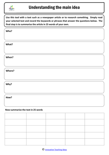 So what's the main idea? Graphic Organizer Freebie!