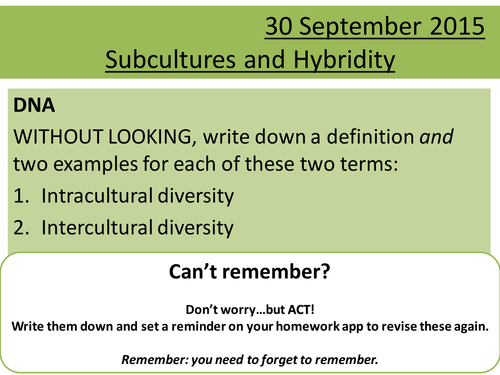 Sociology H580 / H180 Lesson 5a Subcultures in Depth 2015