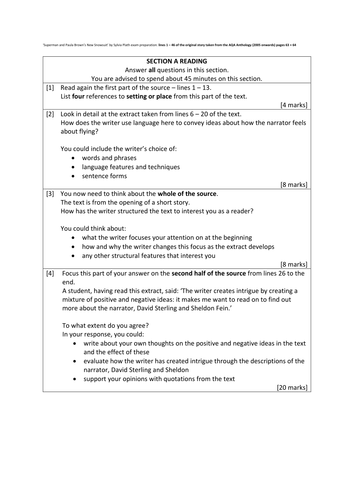 english language paper 1 writing mark scheme