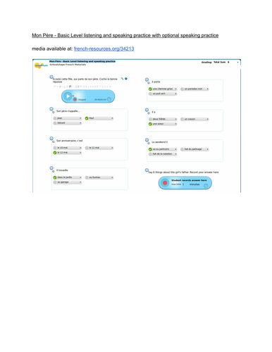 Mon Père - Basic Level listening and speaking practice