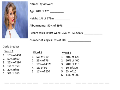 Taylor Swift Percentages Code Breaker