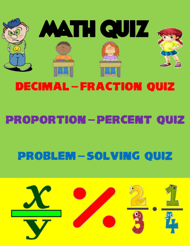 6th Grade Math Quiz-Fractions, Deciamls, and Percents