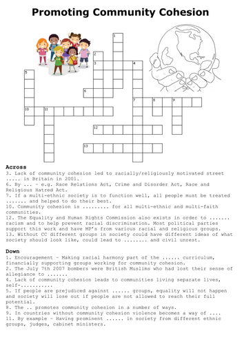 Promoting Community Cohesion Crossword