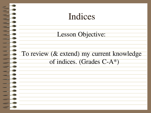An Indices (GCSE) Review lesson