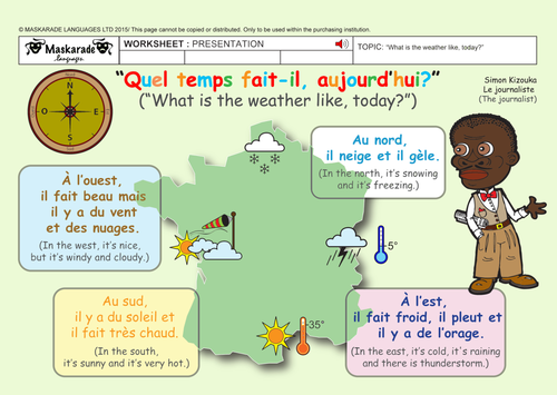 FRENCH - 4TH/5TH GRADES - AT SCHOOL: The weather forecast for the week