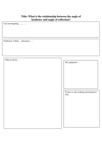 Differentiated Science Entry Level practical writing frame