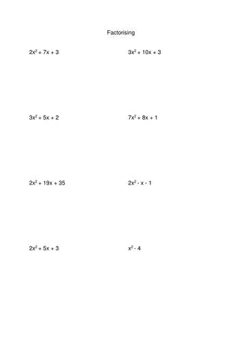 Factorising Quadratics