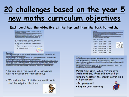 20 year 5 challenges - new curriculum