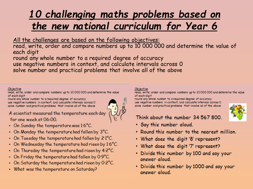 10 challenges to assess year 6 on the new national curriculum - place value