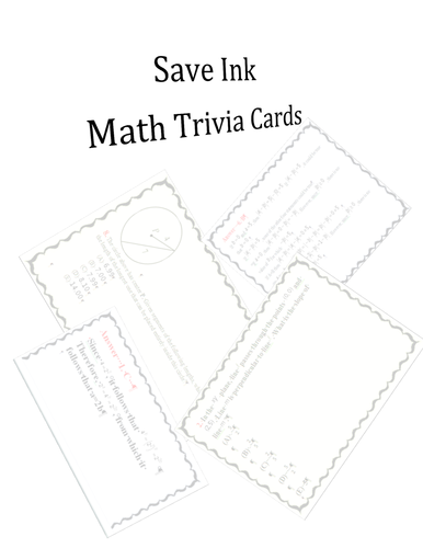 Save Ink Math Flash Cards-Algebra/Geometry