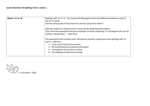 Year 5 and 6 SPAG - spellings: words with 'ie' rule except after c 