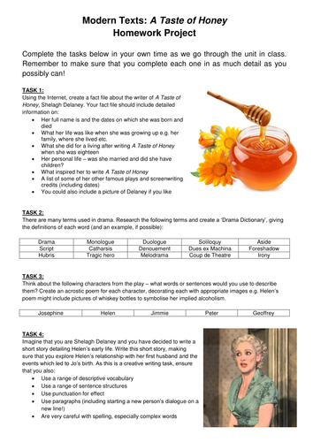 A Taste of Honey Unit for 2017 GCSE (33 Lessons) - SOW, PPT, Homework, Resources, Mock Exams!