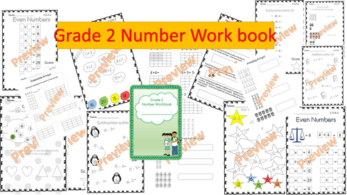 Grade 2 Math Booklet (Addition, subtraction, word problems and arrays).