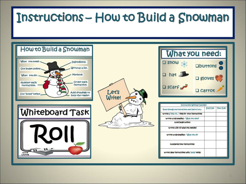 Writing Instructions : How to Build a Snowman with  Additional Tasks