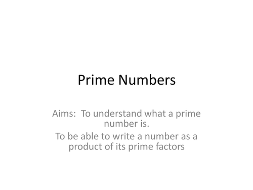 Prime Numbers and Prime Factors