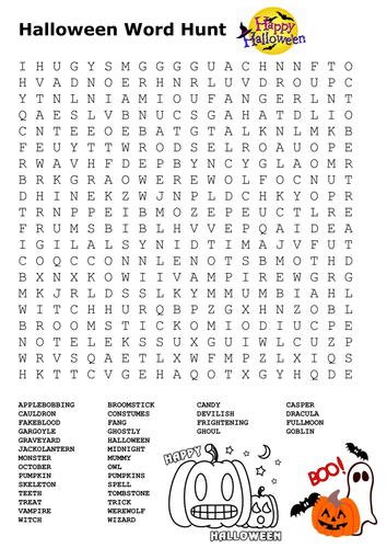 Halloween Word Hunt Word Search