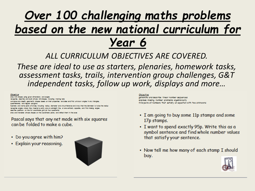 100+ CHALLENGES linked to new maths curriculum objectives YEAR 6
