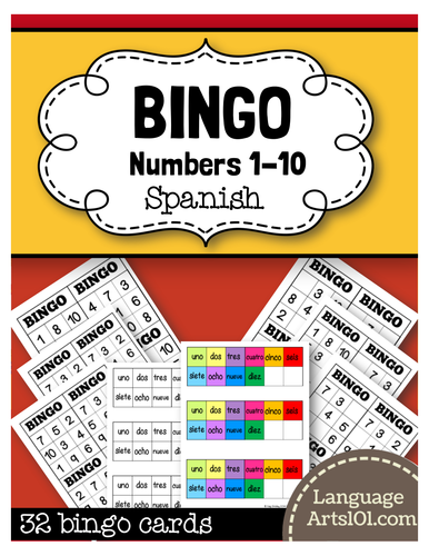 Bingo Numbers 1-10 Spanish | Bingo Números 1-10 Español