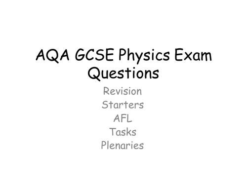 GCSE Physics (OLD SPEC) P1 Revision - Exam Style Questions
