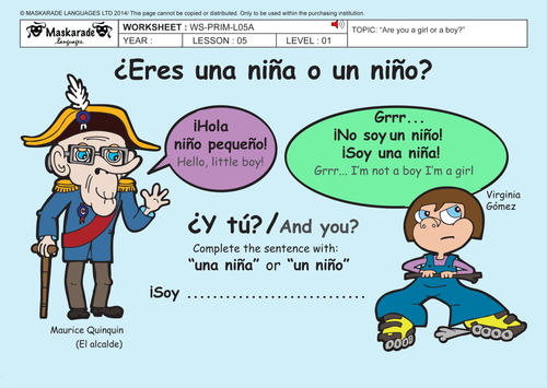 SPANISH-Y3/Y4-ABOUT YOU: Are you a boy or a girl/ ¿Eres una niña o un niño?/ Gender/ Titles