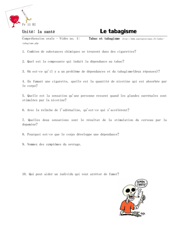Le tabagisme compréhension orale