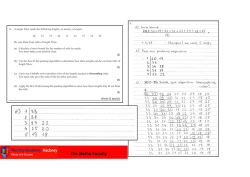 D1 Mathematics Lesson Mats