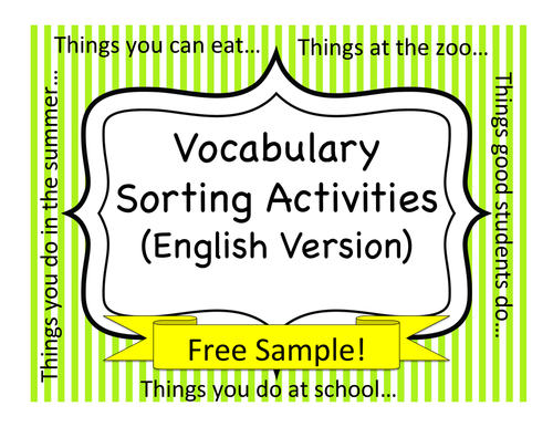 Vocabulary Sorting Activities - Free Sample