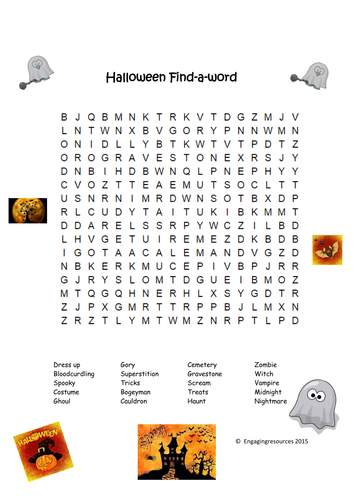 Halloween literacy activity – Find-a-word/ Word-search 