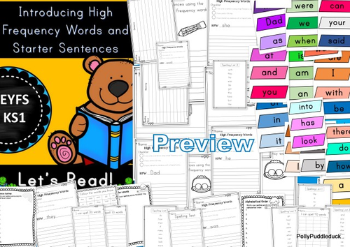 High Frequency Words and Starter Sentences Activity Pack