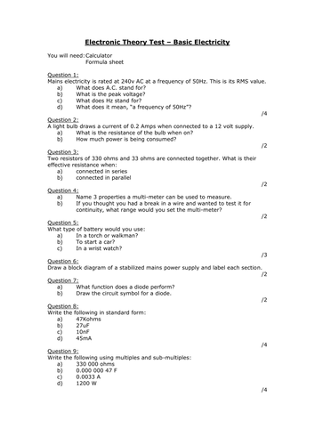 Design and Technology GCSE Electronics resources x8