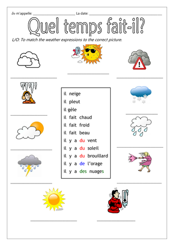 FRENCH - WEATHER - Quel temps fait-il? - Worksheets by labellaroma