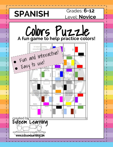 Printable Colors Puzzle Game - Spanish