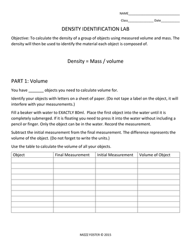 Density Identification Lab