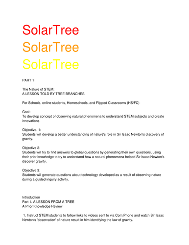 Solar Tree: Part One