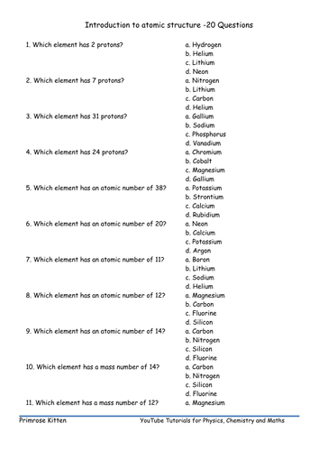 Atomic Structure and the Periodic Table, Formative Assessment for GCSE Inc. Edpuzzle link.