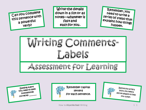 Assessment of Writing - Comprehensive ready made writing comments on printable labels