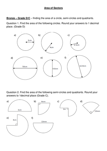 Area Of Sectors Teaching Resources