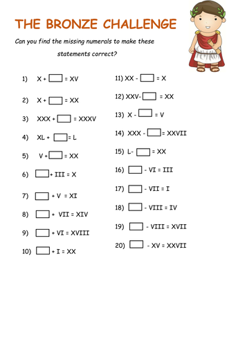 roman numerals exercise for class 5