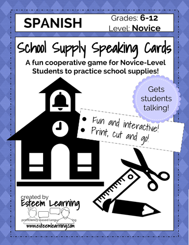 School Supplies Speaking Cards - Spanish