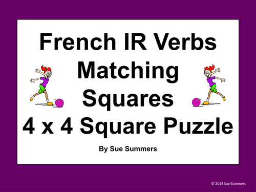 French IR Verb Infinitives 4 x 4 Matching Squares Puzzle