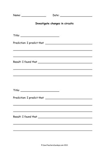 Changing Circuits Lesson Plan, Flashcards, Activities and Writing Frame