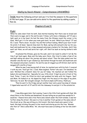 Skellig Comprehension Practice