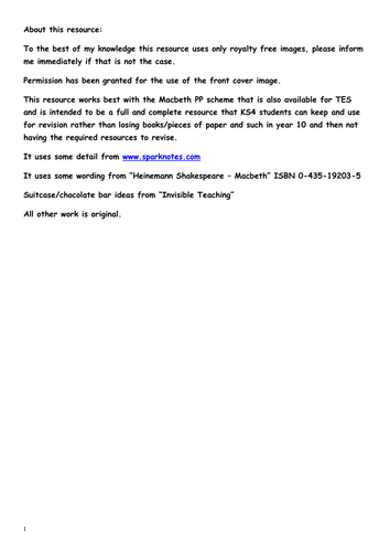 Resource book to accompany Macbeth Scheme of Learning by Electrocardiogram