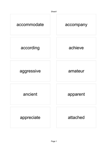 Word List Year 5 - 6 