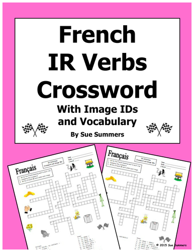 French IR Verbs Crossword Puzzle, Image IDs, and Vocabulary Lists