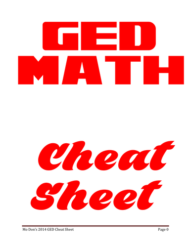 GED Math Cheat Sheet