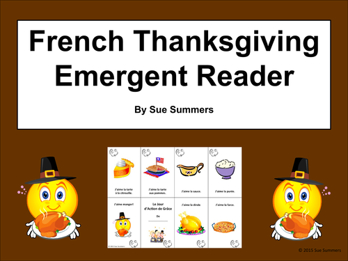 French Thanksgiving Emergent Reader Booklet 3 Designs 