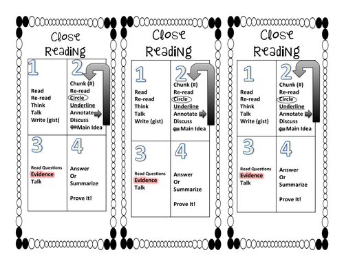 Close Reading Bookmark