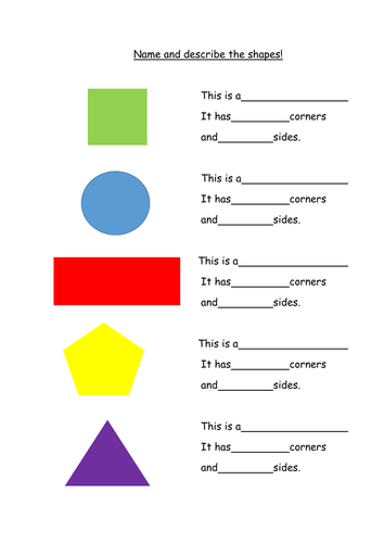 2D shape name and describe sheet.