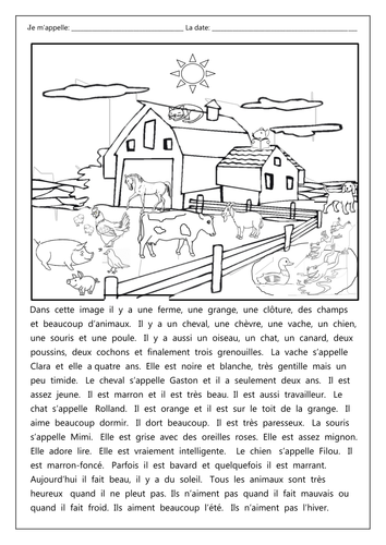 FRENCH - Les Animaux de la Ferme - Comprehension - Worksheets
